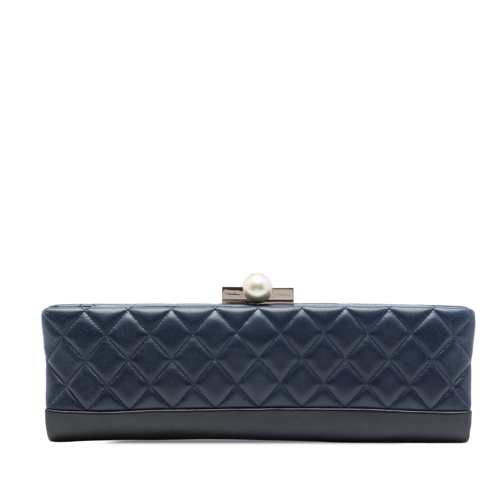 Pre-Loved Chanel CC Quilted Lambskin Pearl Evening Baguette Clutch